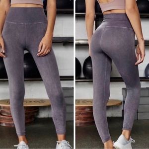 Free People x FP Movement Good Karma Legging Grey Ribbed Washed L/XL